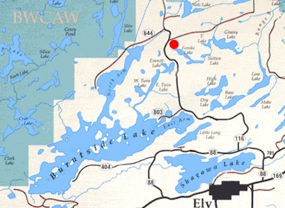 Map from Ely to Fenske Lake